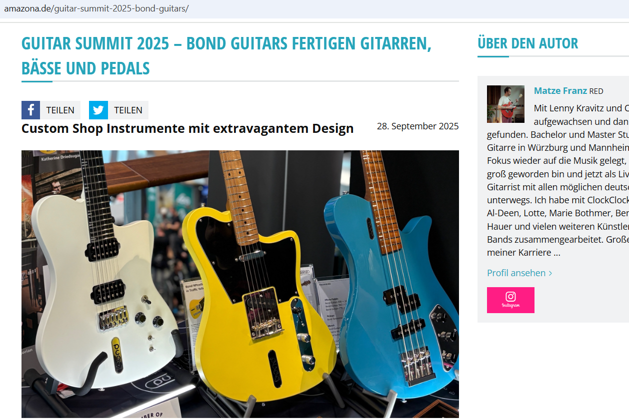 AMAZONA.de review on Bond Guitars at Guitar Summit 2025
